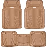 Motor Trend FlexToughXL Floor Mats for Cars Full Set, All-Weather Rubber Automotive Floor Mats, Waterproof Heavy Duty Car Mats, Flexible Floor Liners for Car Truck Van SUV, Car Floor Mats (Beige)