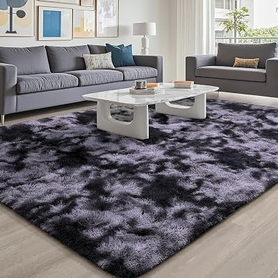 Aspire Homeware Dark Grey Tye-Dye Shag Rug 200x290 cm Non Slip