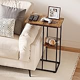 C Shaped End Table for Couch, Side Table with