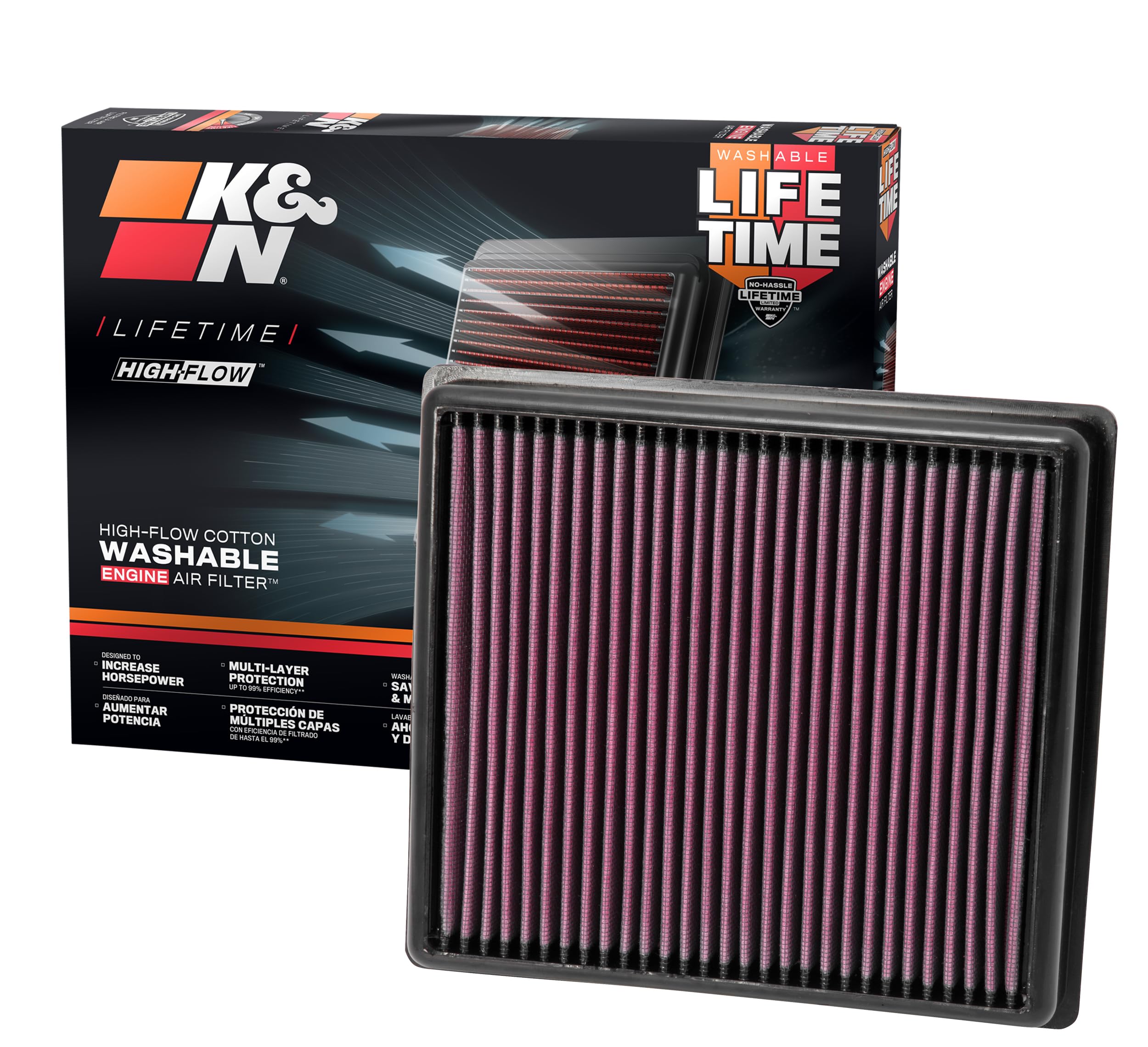 K&N High-Flow Original Lifetime Engine Air Filter: Increase Power: Premium, Washable: Compatible with 2012-2020 BMW: (See Product Description for Select Models), 33-2990