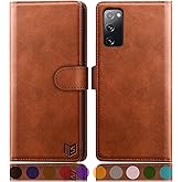 SUANPOT for Samsung Galaxy S20 FE Leather Wallet case with RFID Blocking Credit Card Holder, Flip Folio Book PU Cell Phone Cover for S20FE 5G Shockproof case Pocket for Men for Women 6.5 Light Brown
