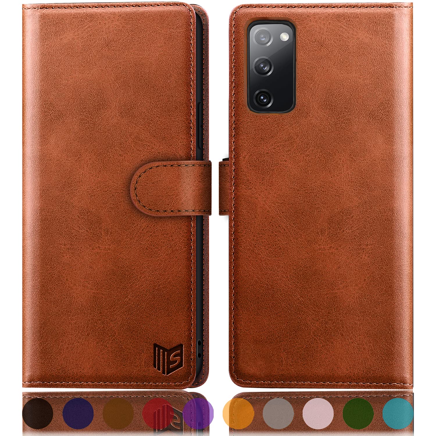 Photo 1 of SUANPOT for Samsung Galaxy S20 FE Leather Wallet case with RFID Blocking Credit Card Holder, Flip Folio Book PU Cell Phone Cover for S20FE 5G Shockproof case Pocket for Men for Women 6.5 Light Brown