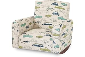 The Rose Hill Company Kid Rocking Chair for Toddlers, Child Chair for Little Kids, Upholstered Toddler Armchair for Children, Comfy and Cute Little Kid Chairs (Rockers, Cars & Trucks Print)