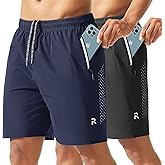 Riskrole Men's Workout Athletic Shorts 2 Pack 7 Inch Inseam Lightweight Quick Dry Running Shorts Hiking Gym Basketball Shorts