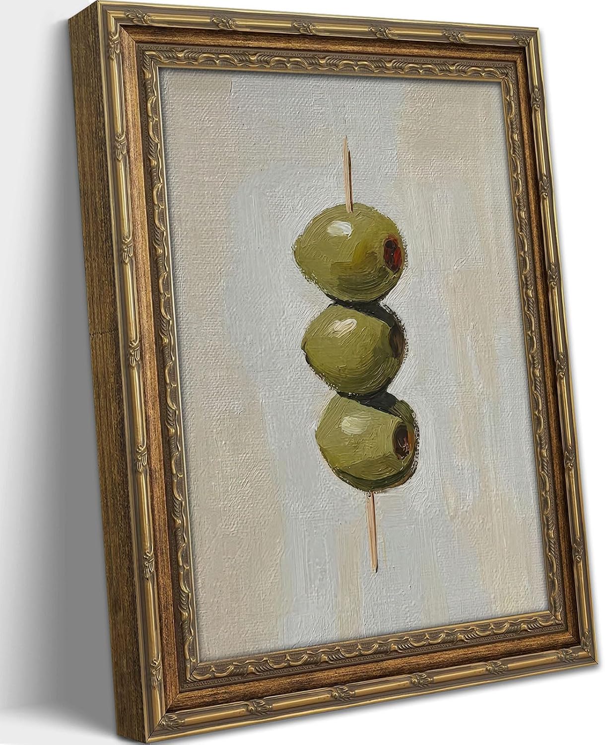 Gold Framed Wall Art Vintage Dirty Martini Olives Wall Art Retro Green Olives Cocktail Bar Cart Wall Decor Picture Summer Trendy Minimalist Kitchen Poster Print for Living Room Dining Room 9x11in