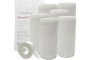 HEALQU Kerlix Gauze Bandage Rolls - 4 1/2 in x 4.1 Yds, 6 Ply - 6 Single Sterile Pocuhes- Extra Absorbency - Latex Free, Hospital Grade Cotton Fluff Bandage Wrap Krinkle Style - for Wound Care & First Aid
