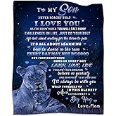 tgruihm to My Son Gifts Blanket from Mom, Blue Lion Blankets for My Son, Sons Gifts from Mom, Christmas Moms to Sons Birthday Gift Super Soft Cozy Flannel Blanket for Bed Sofa Decor 50"x60"