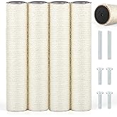 4 PCS M8 Cat Scratching Post Replacement, 15.7 x 3.1 Inches | Sisal Pole Cat Tree Replacement Post with Screws, Refillable Scratching Posts for Kitten Tower, Cat Furniture Protector