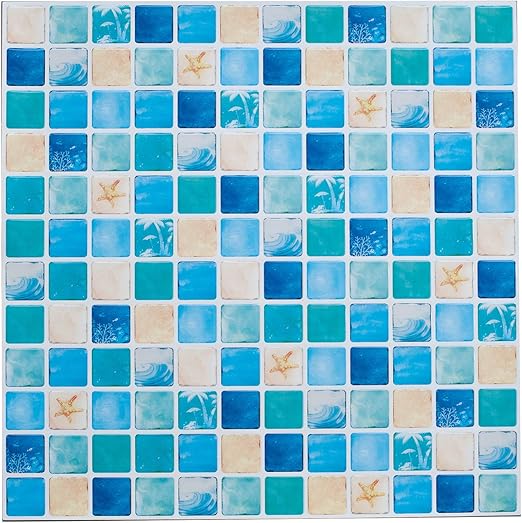 Profesticker 6 Fliesenaufkleber 12x12zoll Selbstklebende Klebefolie 3d Fliesen Aufkleber Klebefliesen Fliesendekor Fliesenfolie Bordure Mosaikfliesen Wasserdicht Kuche Badezimmer Mosaik Ozean Charme Amazon De Kuche Haushalt