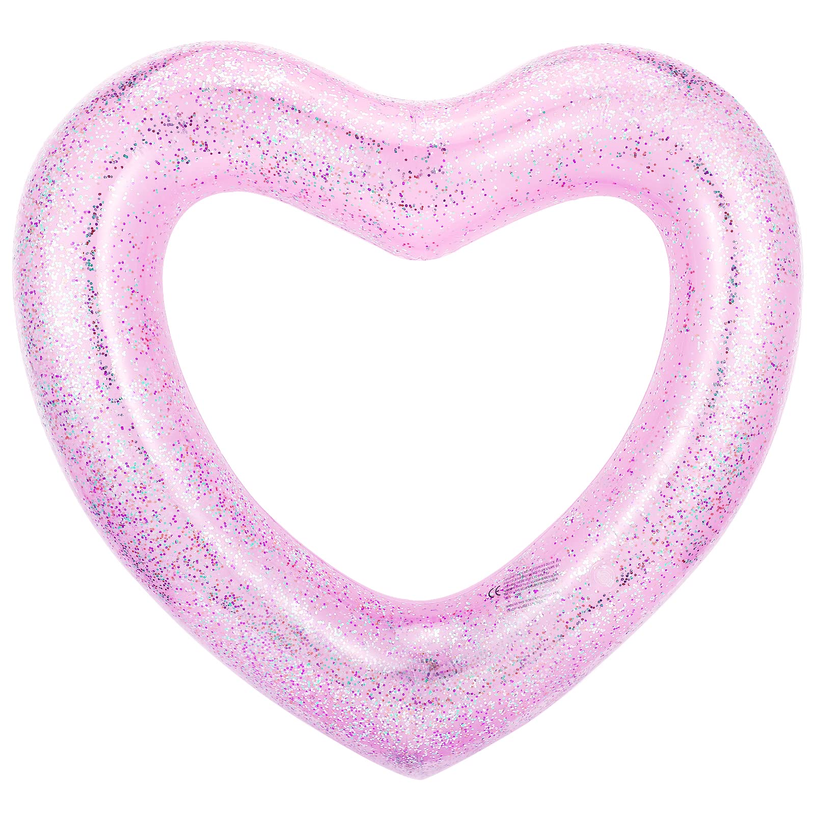 Photo 1 of HeySplash Pool Floats, Adult Size Heart Inflatable Pool Floatie for Bachelorette Party, Swim Tube Rings, River Lake Beach Floaty, Wedding Bride Valentine Fun Toy Raft Lounge for Kids, Glitter Pink