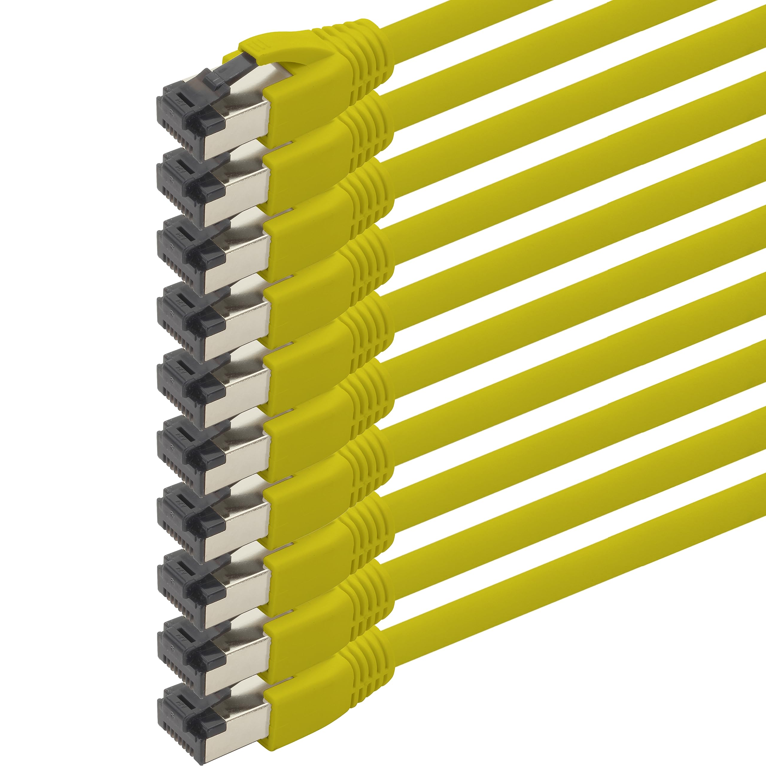 1aTTack.de 0.5m Cat 8 network cable CAT8 cable yellow - pack of 10 Cat.8 Lan 2000 MHz 40 Gbit s 40GBase-T Poe+ patch cable Ethernet cable LSZH - 10 x 0.5 meter yellow