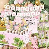 158pcs Pink Classic Winnie Baby Shower Decorations Kit, Vintage Winnie Party Supplies Decorations, Classic Pooh Backdrop Cake Topper, Winnie Baby Tablecloth Box Decorations for Girl Boy Baby Shower
