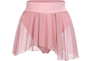 ABAFIP Women's Ruffle Dance Shorts Mesh Tulle Elastic Waist Asymmetrical Hem Rave Booty Bottoms Active Dancewear