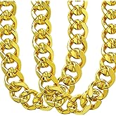 Tkocisa 2 Pieces Faux Gold Chain for Men Rapper Gold Chain Necklace, 80s 90s Punk Style Big Chunky Hip Hop Fake Gold Costume Necklace, 31.5inches, 35.4inches