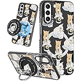 Lotadilo Cute Case for Samsung Galaxy S22 for Women Girls - Funny Design Compatible with Magsafe Magnetic Ring Holder Kickstand Art Cat Cafei Fashion Pattern TPU Phone Covers