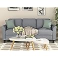 Merax Sofa Living Room Linen Fabric Sofa，(Gray)