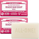 Dr. Bronner's Pure-Castile Bar Soap for Men &amp; Women, Rose, 5 oz, 2-Pack | Moisturizing Body, Face &amp; Hand Wash for Sensitive Skin, Smooth Rich Lather - Vegan, Non-GMO, Natural &amp; Organic Certified Oils