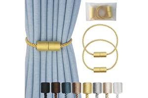 Hangtty Magnetic Curtain Tiebacks 2 Pack Gold Curtain Rope Tieback Curtain Holders for Drapes Modern Tie Backs Decorative Curtain Holdbacks