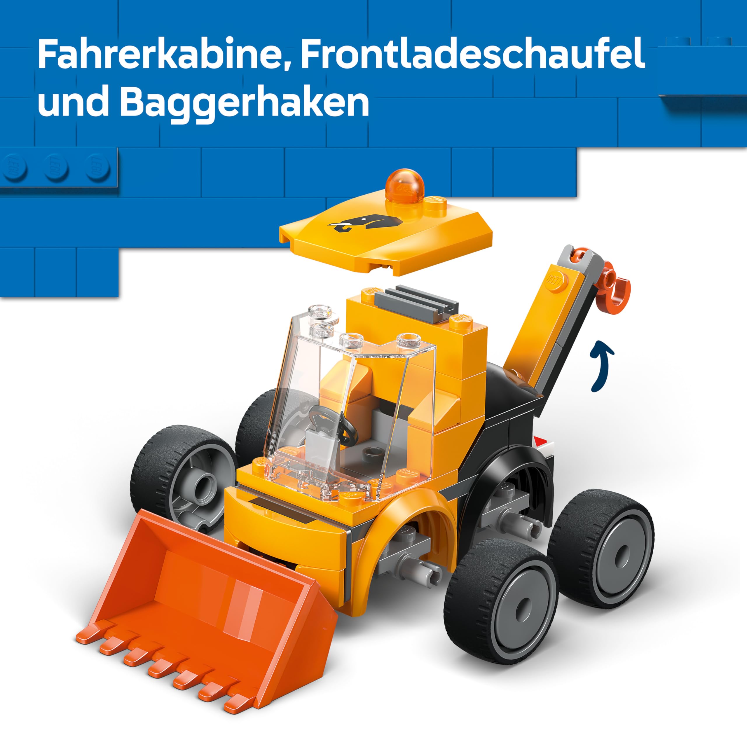 LEGO City Coole Flitzer - Radlader Baggerlader Spielzeug - Set für Baufahrzeuge mit Junior Bauarbeiter Minifigur - Mitgebsel für Partys - Kleines Geschenk zum Sammeln für Jungen ab 5 Jahren - 60483 3