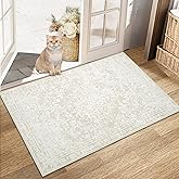 Area Rug 2x3 Entryway Rugs - Machine Washable Vintage Boho Area Rug Non-Slip Kitchen Rugs Soft Stain Resistant Indoor Door Mat, Small Floral Throw Rug for Entrance Hallway Bedroom(Cream Beige, 2'x3')