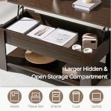 Yaheetech Lift Up Coffee Table Espresso with Hidden Storage Drawer Open Shelf view 6