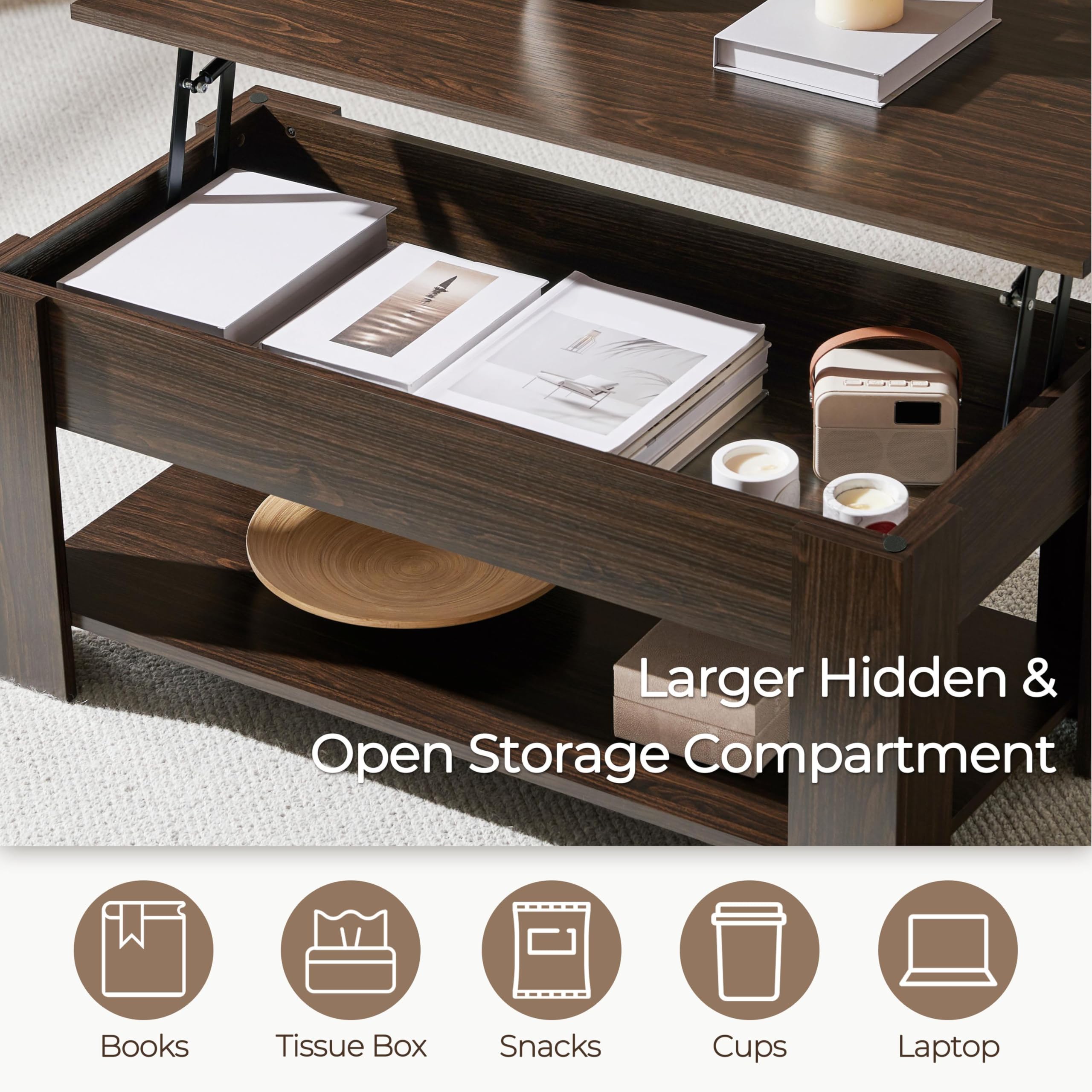 Mua Yaheetech Lift Top Coffee Table with Hidden Compartment and Storage ...