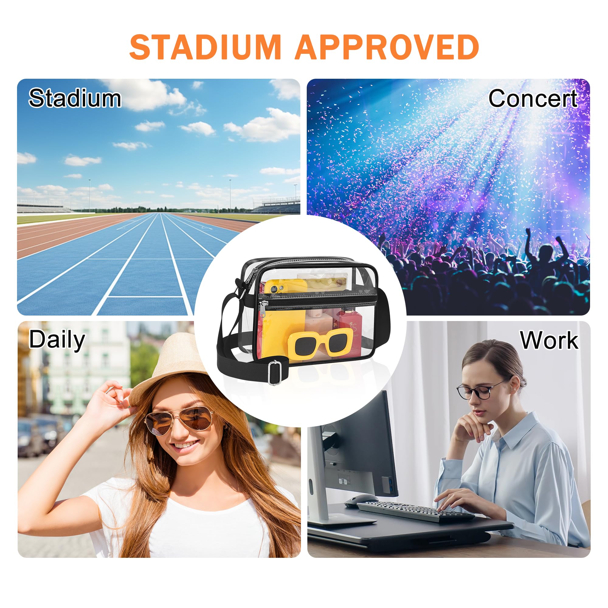 MAY TREE Clear Bag for Stadium Events Clear Messenger Bag Suitable for Concert Outfits and Sports Events