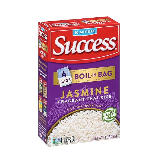 SUCCESS BOIL-IN-BAG RICE, THAI JASMINE RICE, QUICK RICE MEALS, 14-OUNCE BOX