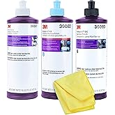 3M Perfect It Buffing and Polishing Kit | 36057 39062 36093 3M Pint Rubbing Compound, Machine Polish, Ultrafine Polish | Buffing Compound, Car Polishing Kit | with Kangaroobands Microfiber Cloth