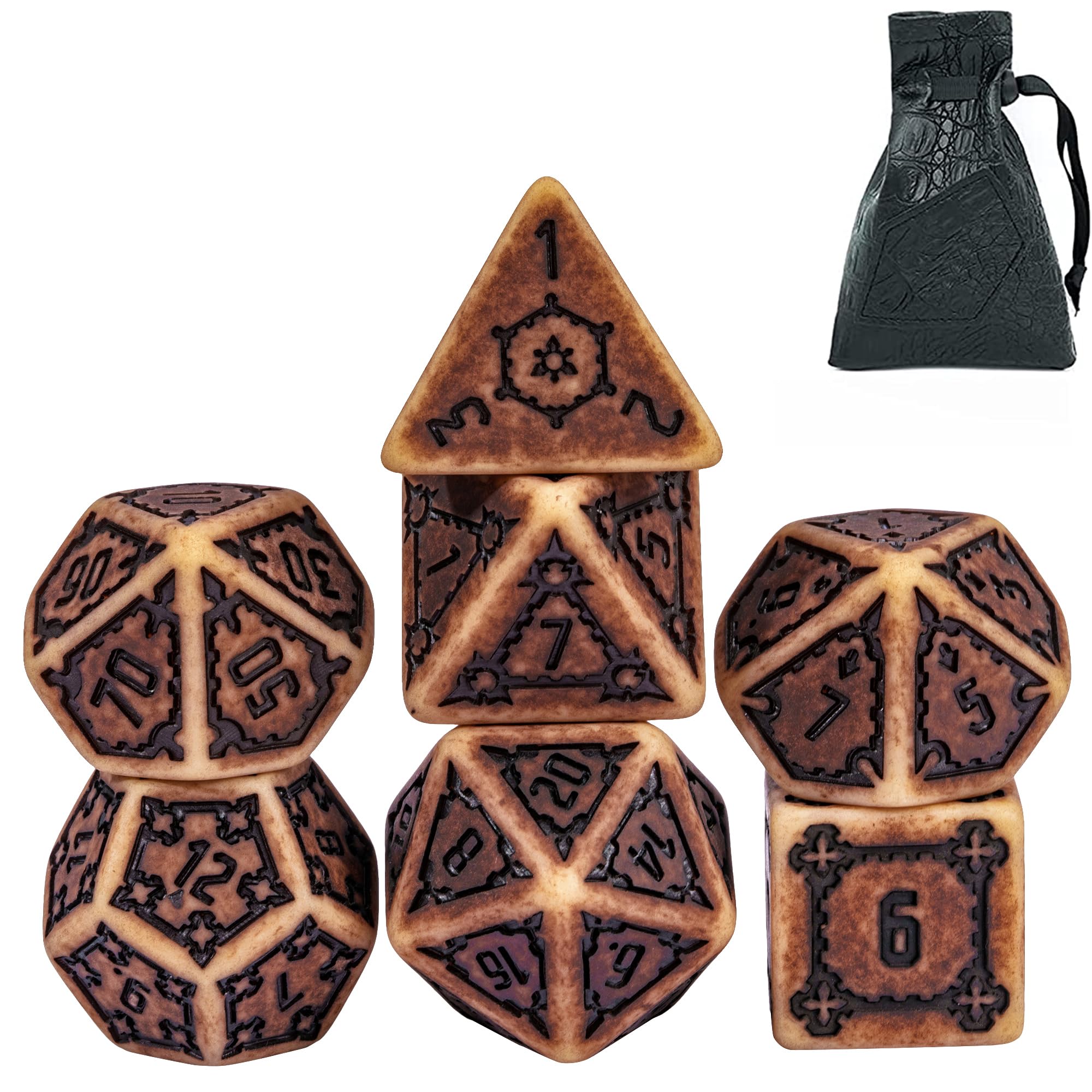 Cusdie 7 Pcs 25mm Giant DND Dice, Polyhedral Dice Set, D&D Dice for Dungeons and Dragons RPG(Retro) — image 1