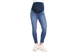 Motherhood Maternity Women's Super Stretch Secret Fit Over The Belly Skinny Ankle Length Jeans Indigo Blue