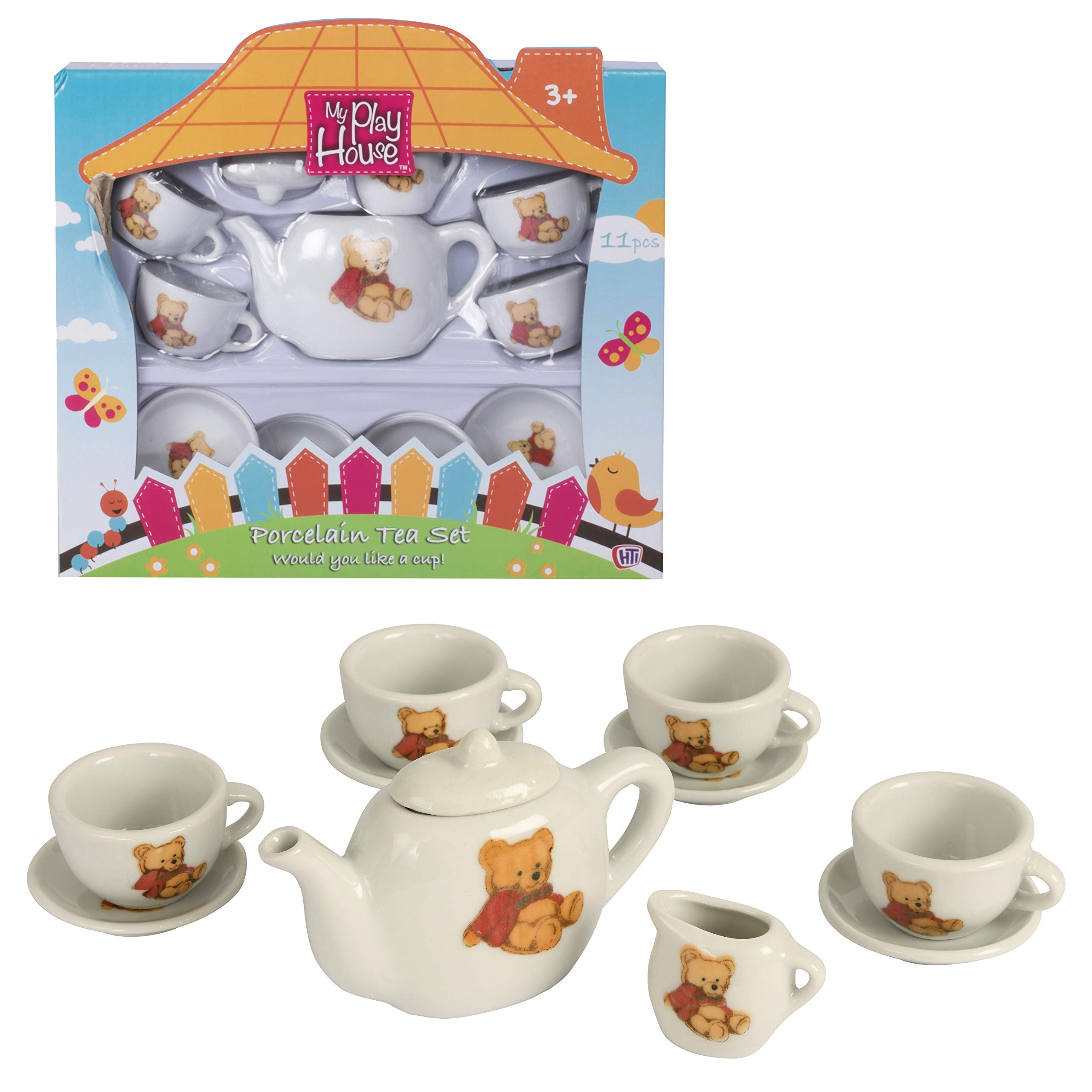 HTI Toys & Games My Play House Miniature Teddy Bear Porcelain Tea Set | Great Role Play Fun For Kids Boys & Girls