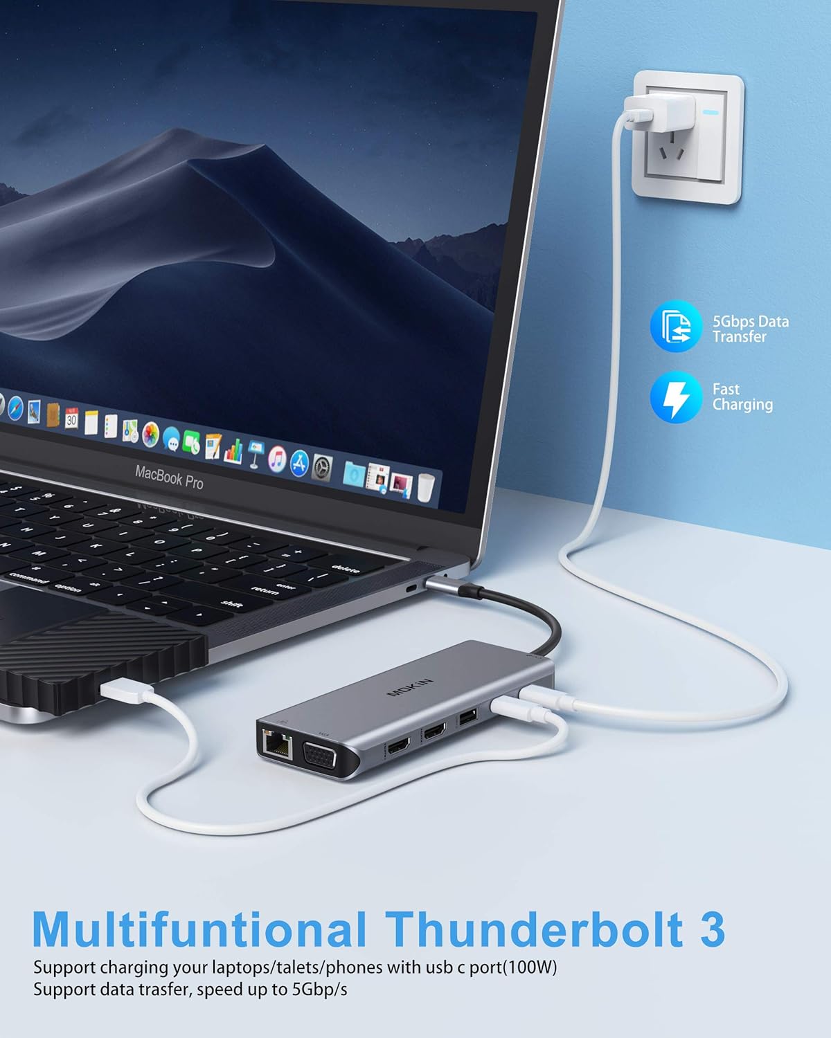 Docking Station Dual Monitor, 14 in 1 USB-C Laptop Docking Station USB Type C Hub Multiport Adapter Dongle with 2 HDMI VGA 5 USB SD/TF Audio for Dell/Surface/HP/Lenovo Laptops: Computers & Accessories