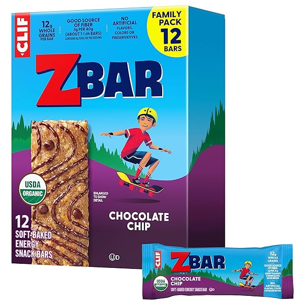 CLIF KID ZBAR – CHOCOLATE CHIP – SOFT BAKED WHOLE GRAIN SNACK BARS – USDA ORGANIC – NON-GMO – PLANT-BASED – 1.27 OZ. (12 PACK)