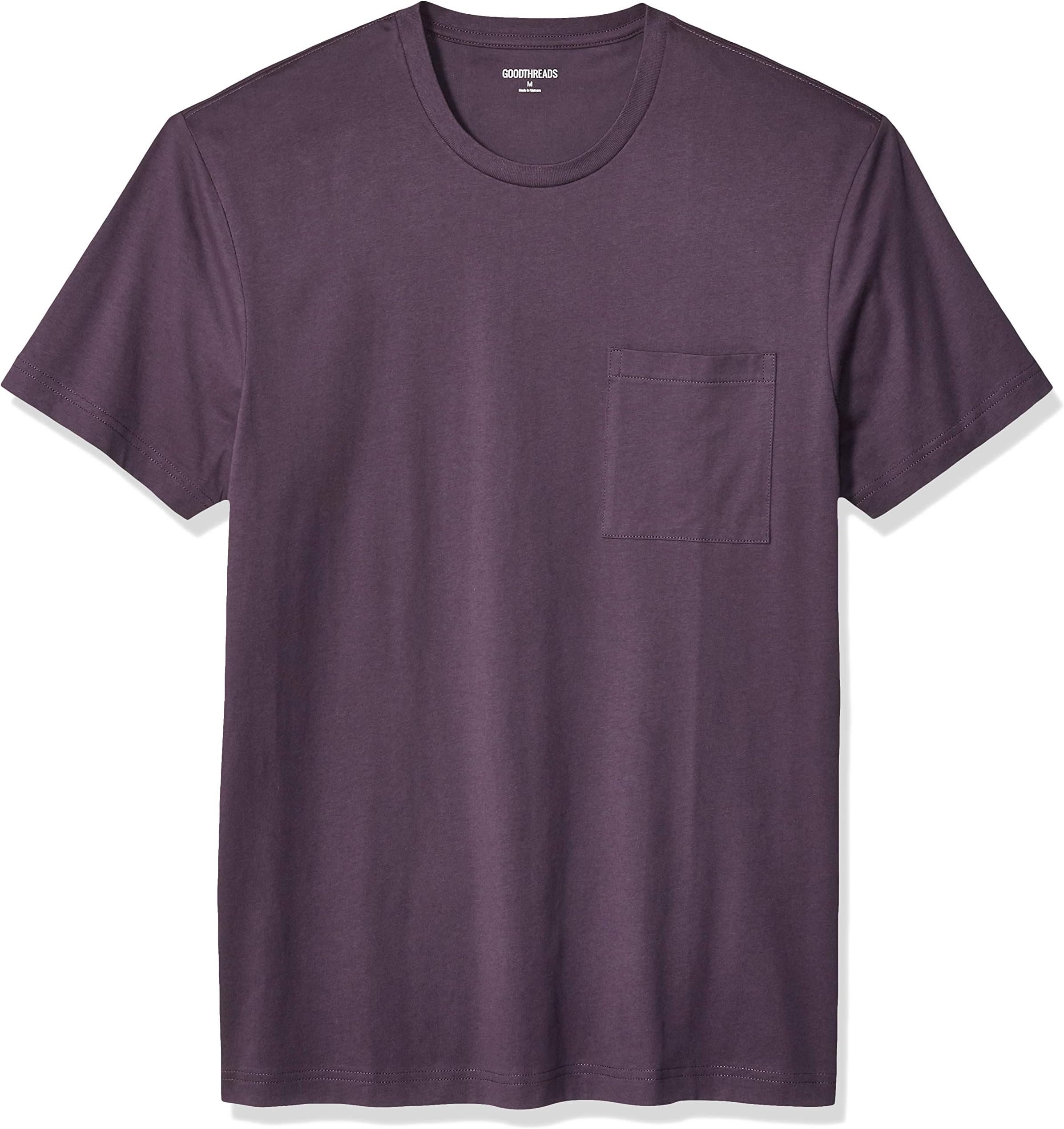 Men's Slim-Fit Short-Sleeve Cotton Crewneck T-Shirt with Pocket