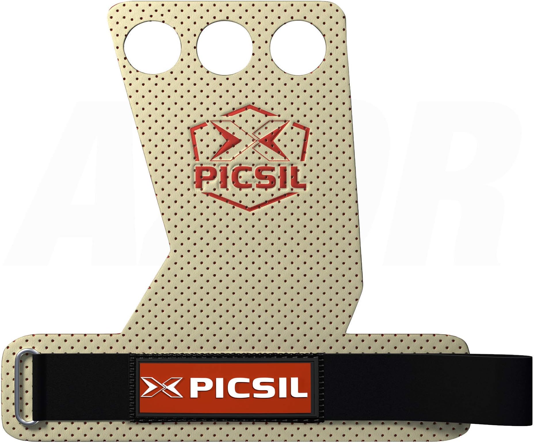 X PICSIL Azor Grips 3 Holes, Hand Grips, Gymnastics Grips, Pull ups Grips, Muscleups, Weight Lifting, Chin Ups, Training, Exercise, Kettlebell. Color White, Size S