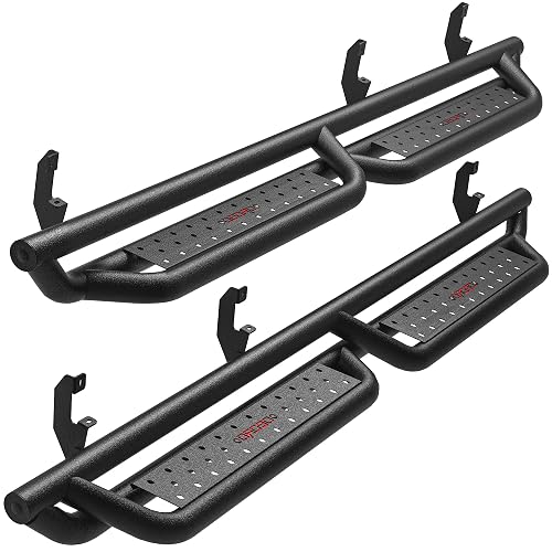 6 Inch Running Boards Compatible With 2019-2025 Chevy Silverado & GMC Sierra 1500/2500HD/3500HD Crew Cab - Nerf Bars Side Steps With Endcaps