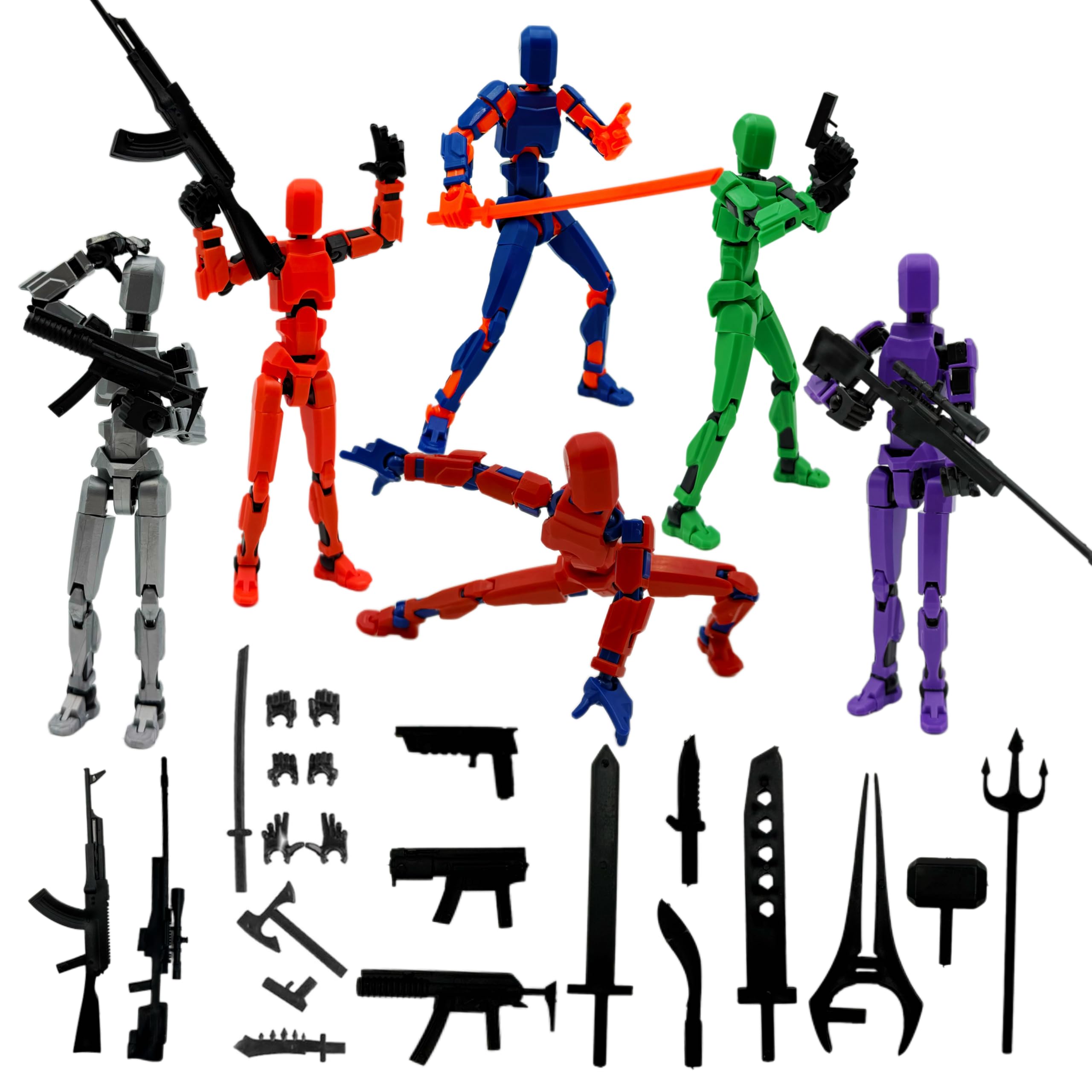 Photo 1 of (Assembly Completed) 6 Packs Dummy13 Action Figure Set, 3D Printed ActionFigure Toy Gifts for Kids, Dummy 13,Robot 13 Action Figure Full Body Mechanical Doll Christmas Birthday Gift for Boys Girls