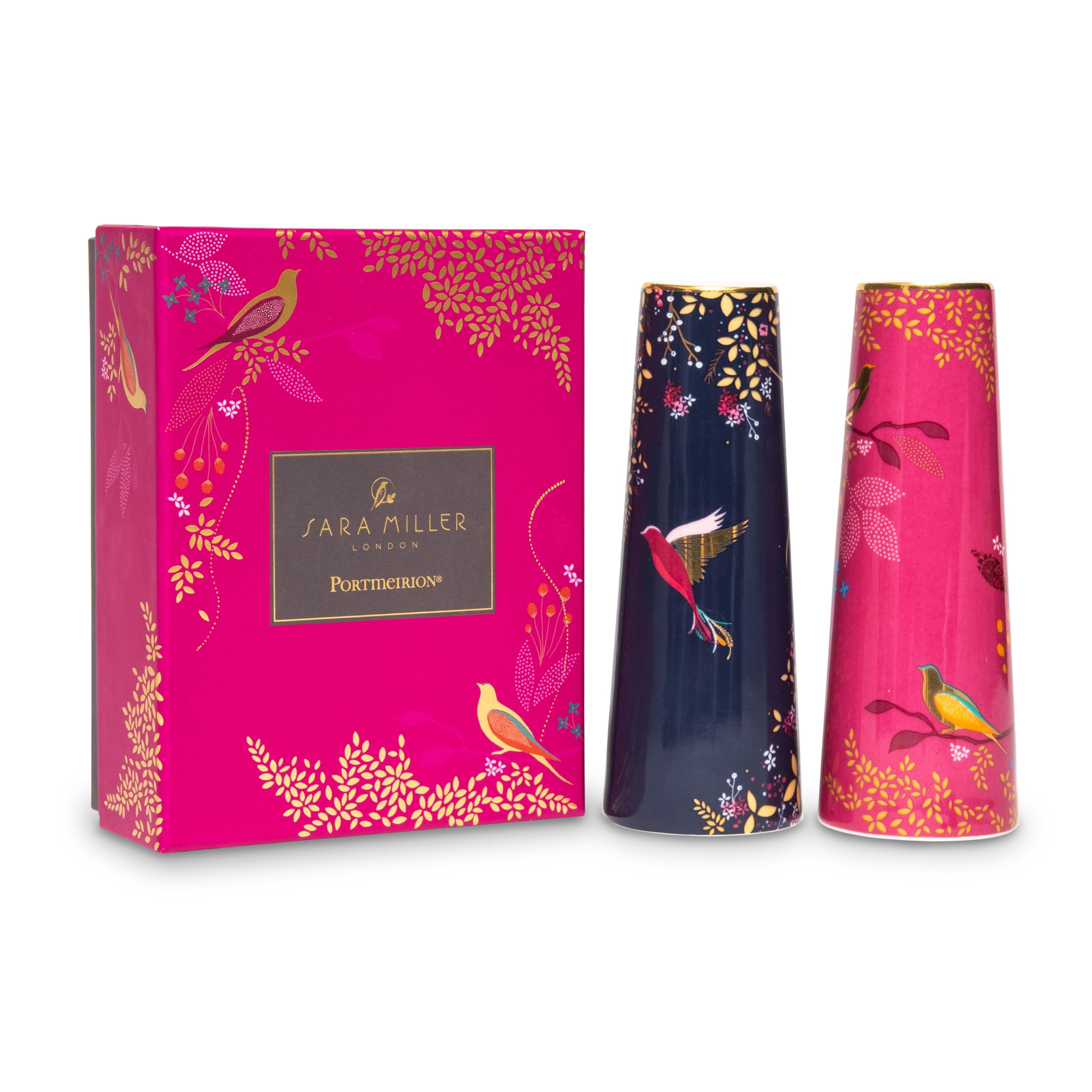 Sara Miller London Salt and Pepper Shaker Set Gift Boxed, Blue & Pink