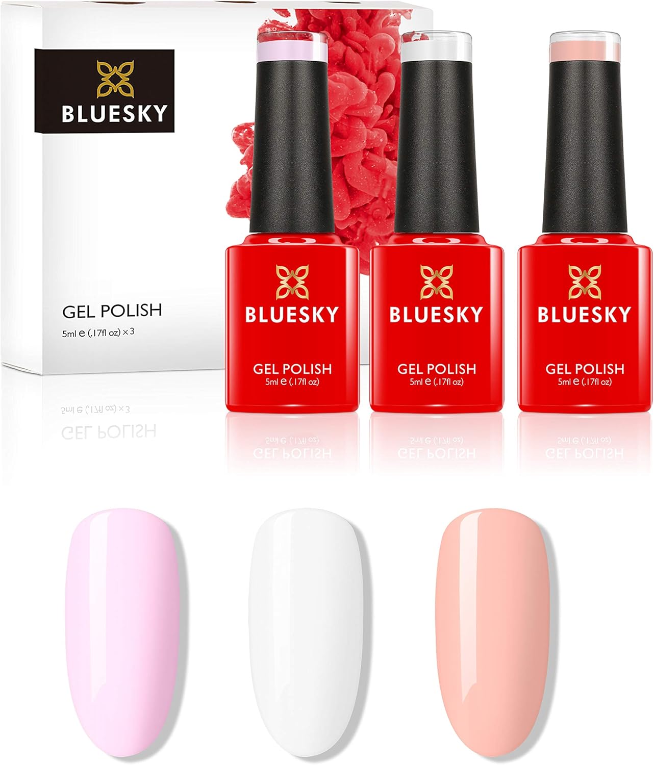 Bluesky Gel Nail Polish Set, French Manicure, 3 x 5 ml, Gift Set