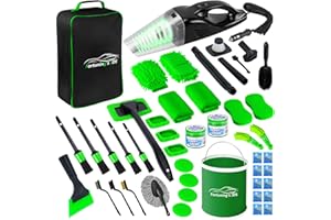 FORTUNING'S JDS 47PCS Car Detailing Kit Interior Cleaner, Car Cleaning Kit, Car Vacuum Car Interior Detailing Kit, Car Wash Kit with Bucket Auto Detailing Brush Set Car Accessories for Motorcycle, Cars, Bikes, Wheels
