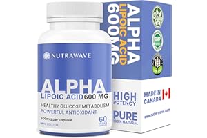 Nutrawave 600mg Alpha Lipoic Acid Capsules, ALA Neuropathy Supplements for Improved Glucose Metabolism. Powerful Source of An