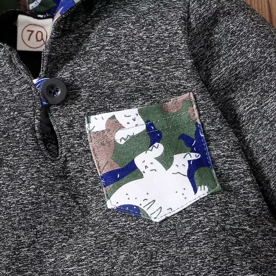 Tepuce Baby Boy Clothes Toddler Infant Boys Fall Winter Outfit Long Sleeve Plaid Pocket Hoodie Tops + Pants 2Pcs