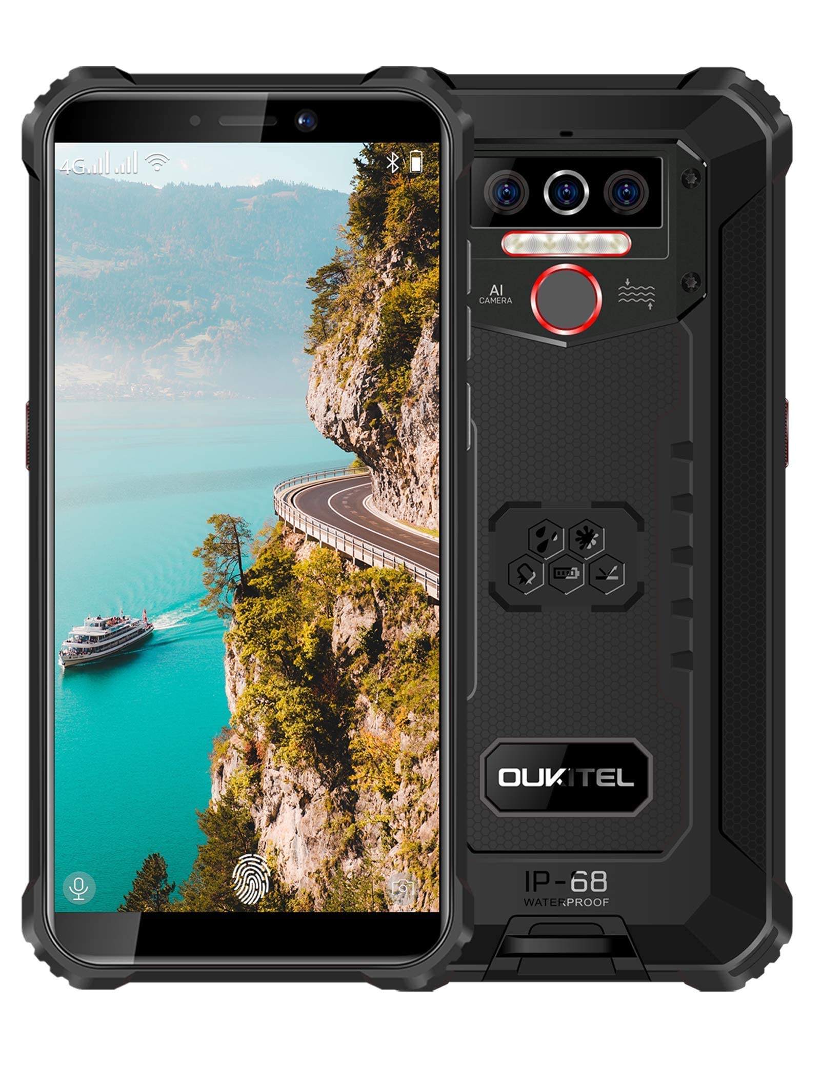OUKITEL WP5 Rugged Cell Phones, 8000mAh Battery IP68 Waterproof Android 10 Rugged Smartphone, Triple Camera 4GB+32GB 5.5