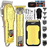 LQT Professional Hair Clipper Set for Men Electric Shaver Razor Cordless Hair Cutting Barber Clippers Beard Trimmer Men’s Grooming Kit Gifts for him (Gold)