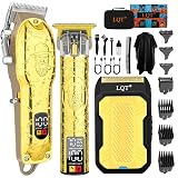 LQT Professional Hair Clipper Set for Men Electric Shaver Razor Cordless Hair Cutting Barber Clippers Beard Trimmer Men’s Grooming Kit Gifts for him (Gold)