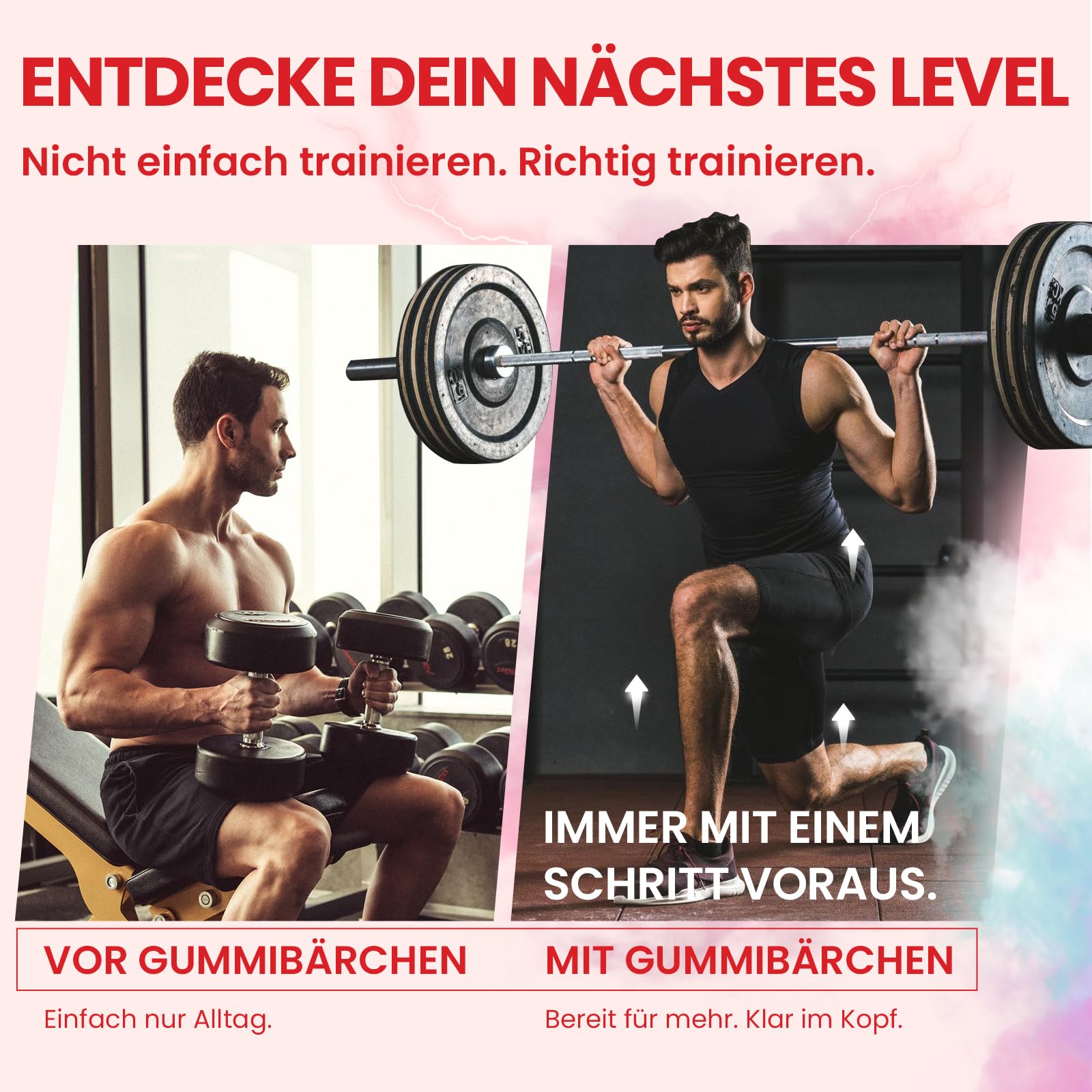 Creatin Monohydrat Gummibärchen 5000mg, Hochdosierte Kreatin mit Taurin, Vitamin B12 & B6, Alternative zu Kreatin Kapseln & Pulver, Vegan, Beerengeschmack, 60 Stück (1er Pack) 3