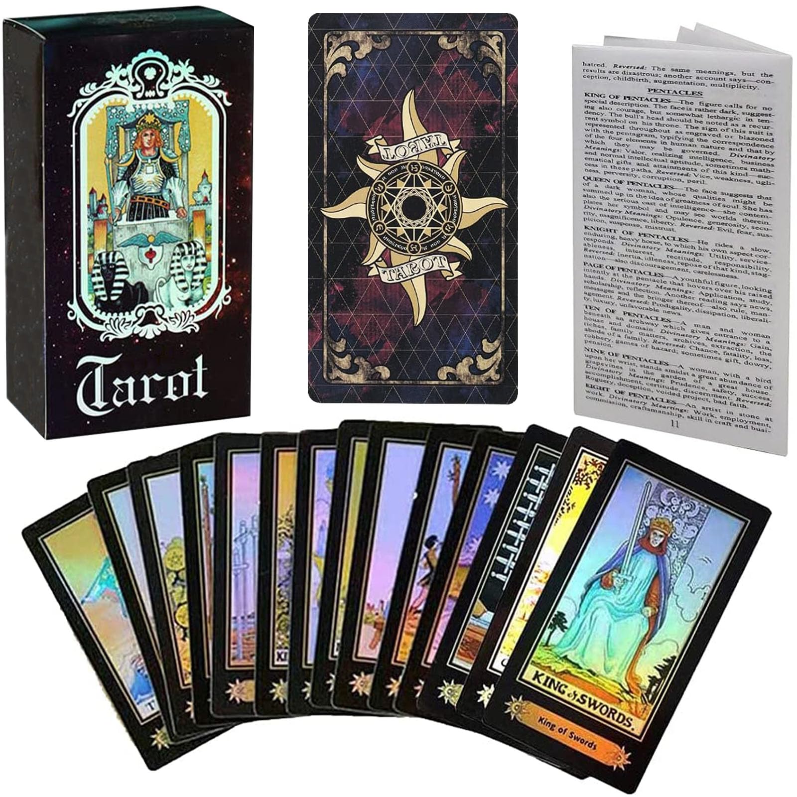 Xrten 78Pcs Deck Vintage Tarot Cards, Universal Vintage Divination Future Telling Game Card Set, Fate Forecasting Cards Game Set(English Instructions)