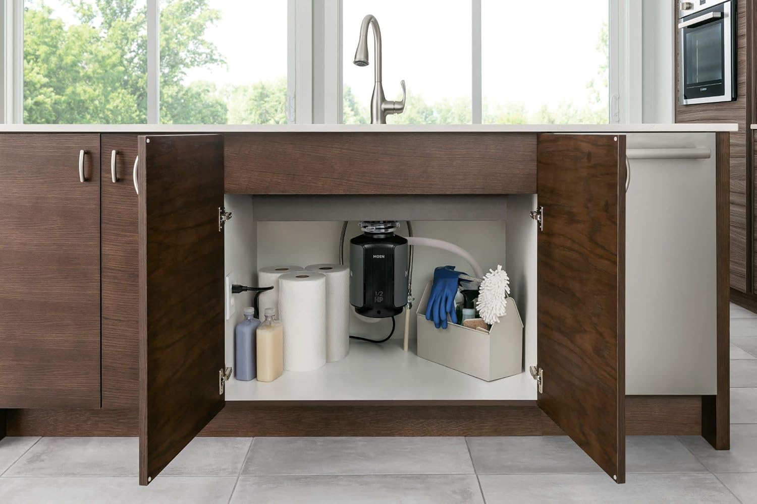 Moen GX50C Prep Series 1/2 HP Continuous Feed Garbage Disposal with Sound Reduction, Power Cord Included - - 