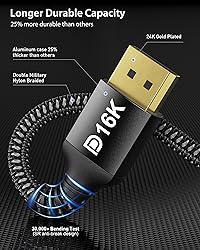 Stouchi DisplayPort Cable 16K 2.1, 10FT/3M DP Cable